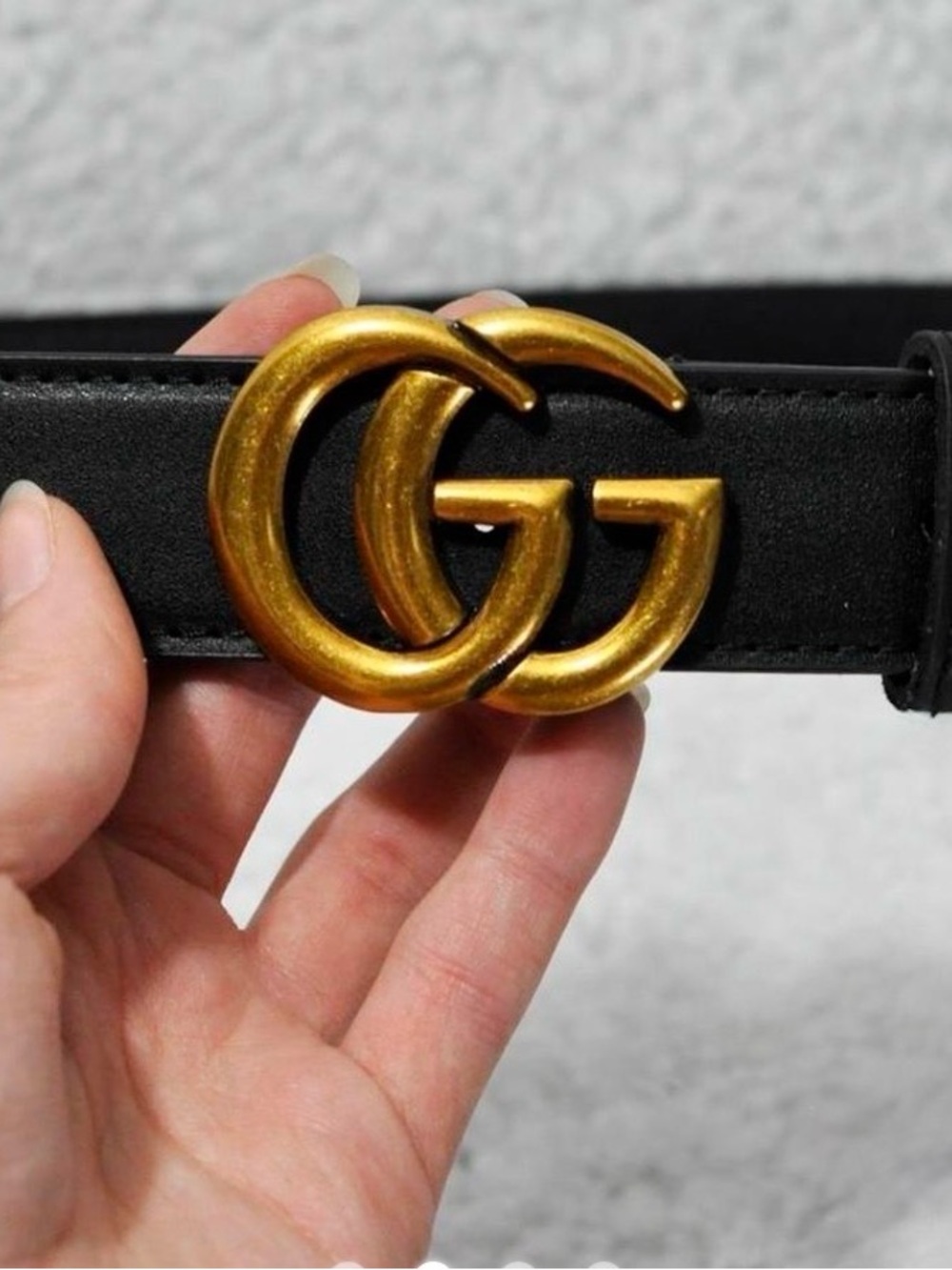 Gucci Black Leather Belt with Gold Double G Buckle